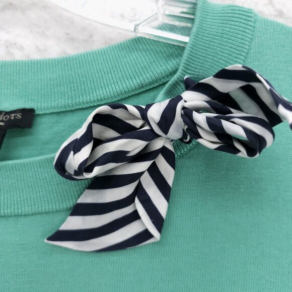 TALBOTS 3/4 Sleeve Knit Top Cotton Tencel Lyocell Silk Stripe Tie Neckline LP - Picture 5 of 7